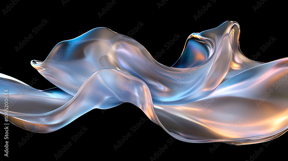 Aufkleber iridescent abstract fluid shape with vibrant colors floating on a dark background for modern digital