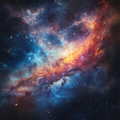 a distant galaxy with swirling nebulas, twinkling stars, and a vibrant celestial tapestry