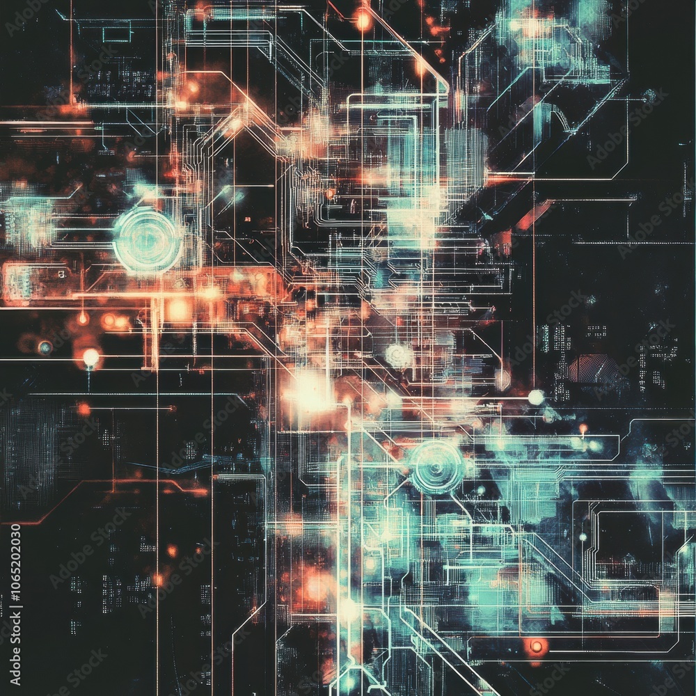 Poster abstract technology background with digital circuits