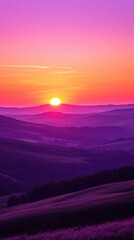 Serene twilight panorama revealing layers of purple and pink mountains fading into the horizon.