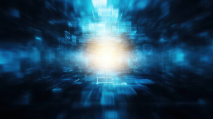 Obraz premium vibrant digital abstract background with glowing blue and yellow light, creating sense of depth and movement. Ideal for technology themes
