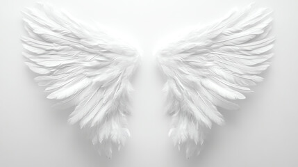 Obraz premium Pair of white wings with feather details, isolated, concept purity symbol