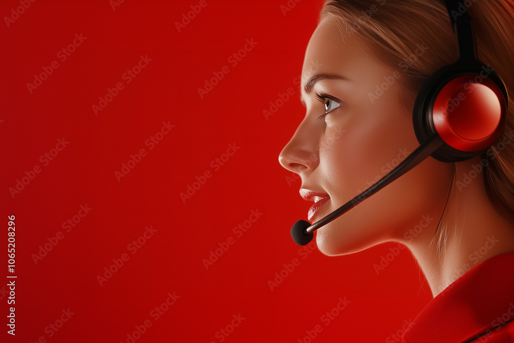 Aufkleber A dedicated customer service representative aids clients while focused and attentive in an office setting