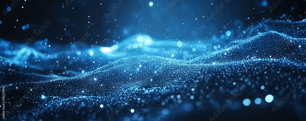 Poster abstract blue technology background with digital network lines and dots, emphasizing connectivity an