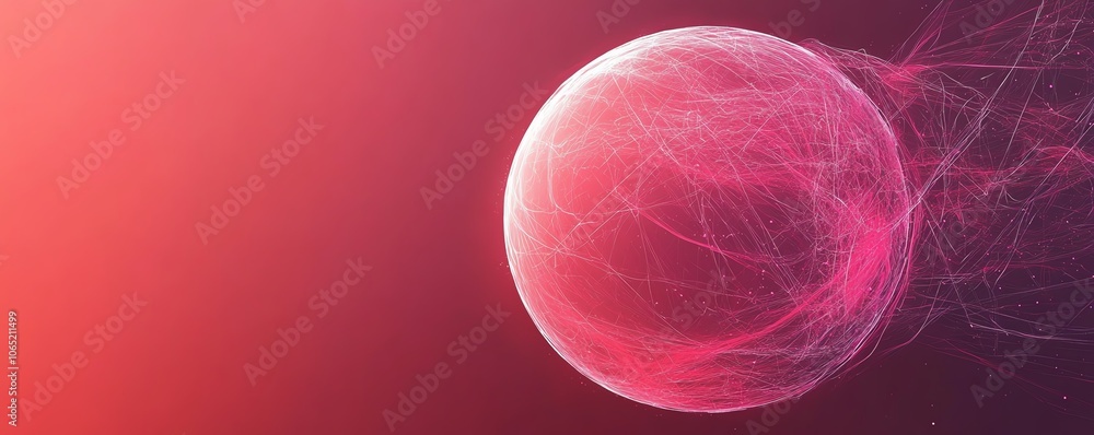 Aufkleber abstract spherical design in red and pink, orbiting lines creating a minimalistic look, modern space