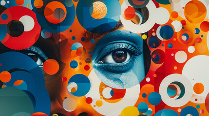 A visually engaging poster with interconnected circles and abstract shapes, each symbolizing different cultures and professional roles