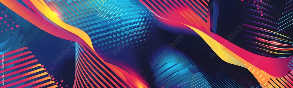 Poster Background color abstract design stripe pattern line graphic retro blue. Texture abstract color background bright vintage art light element modern wallpaper wave paint neon shape palette curve paper. 