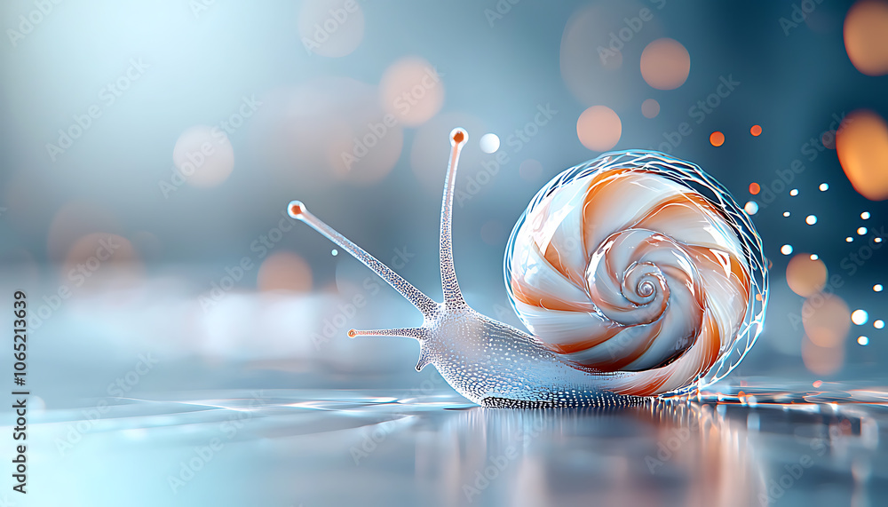 Poster explore the intricate patterns of a snail shell in a stunning macro shot against a soft background