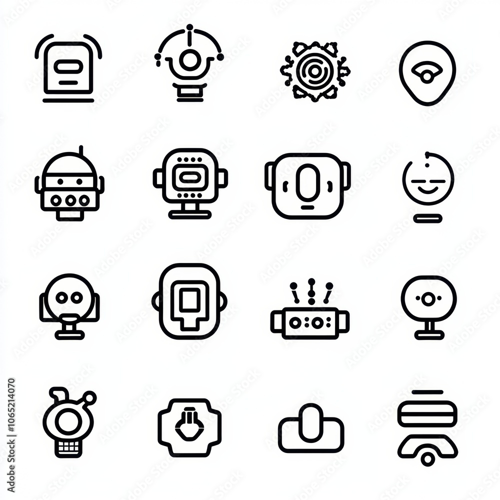 Poster futuristic icon set for technology and robotics