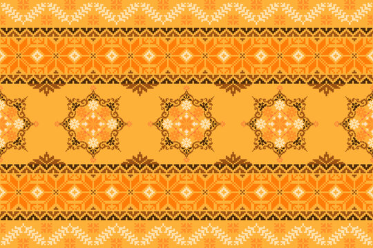 Flower Ikat pattern.Aztec geometric art ornament.Embroidery ethnic oriental pixel art pattern.abstract,vector,wallpaper,scarf,decoration,clothing,wrapping,batik,carpet,curtain,bohemian,indian