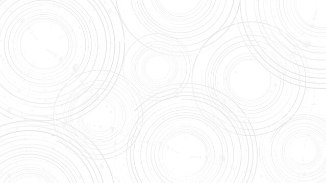Abstract white background with overlapping circular line patterns, minimalist and modern texture with subtle concentric circles and light splatter effects