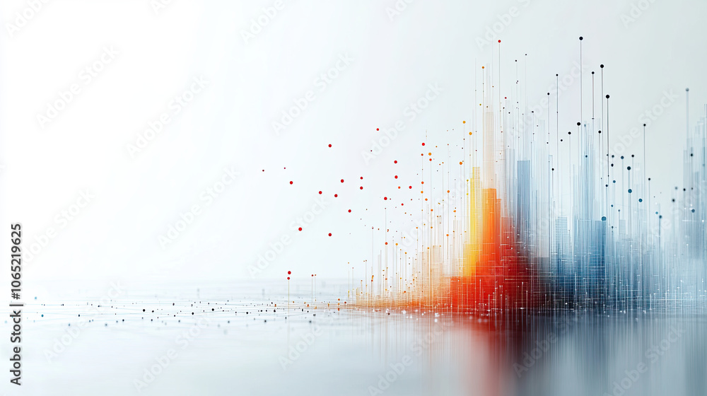 Poster visual representation of data visualization with colorful graphs and lines, showcasing portfolio opt