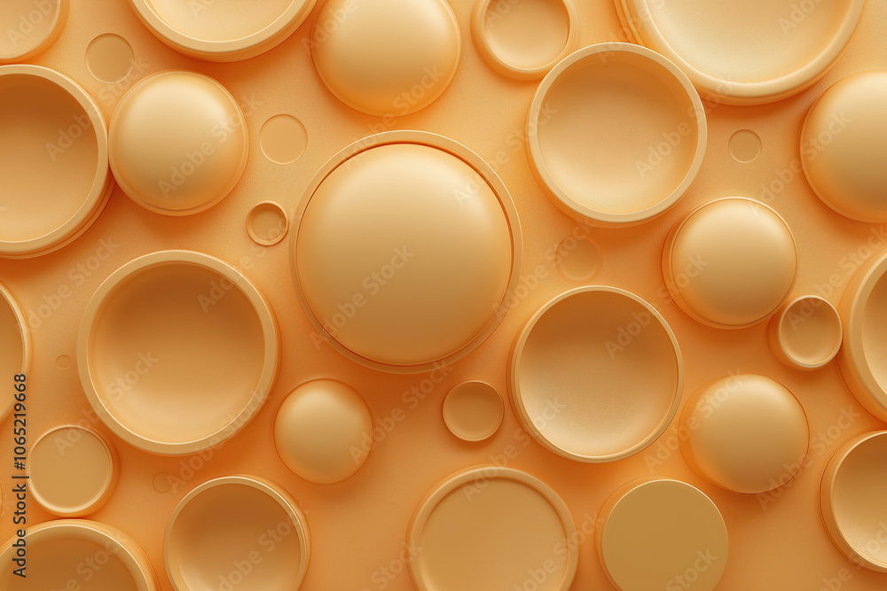 Poster unique collection of circular orange shapes on a textured background