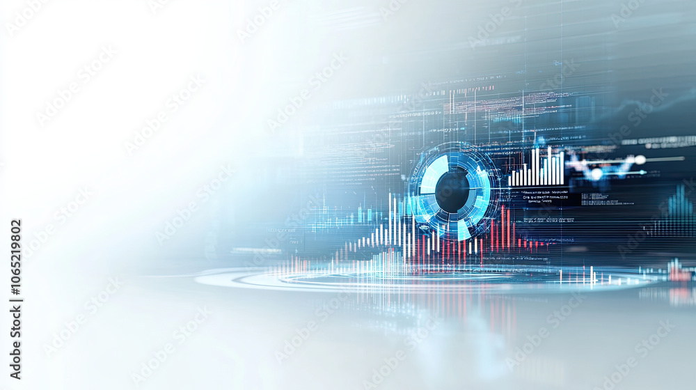 Aufkleber creative illustration of portfolio optimization with data visualization, graphs, and digital element