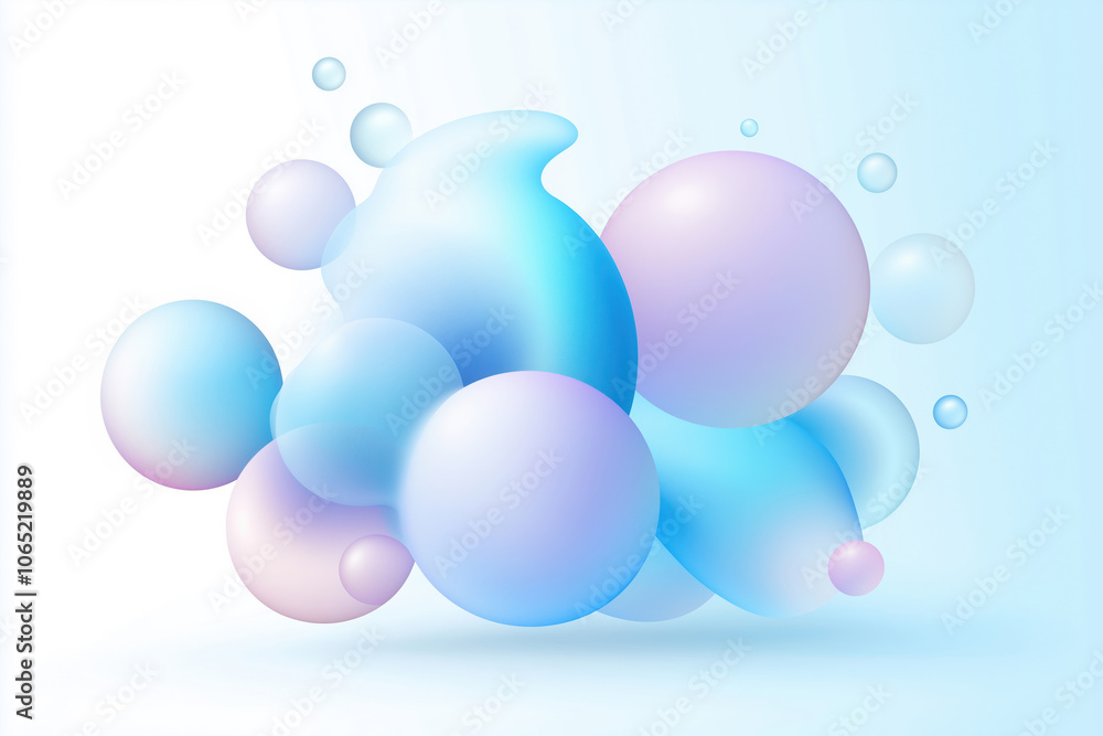 Poster soft pastel bubbles with a gradient backdrop creating a calming abstract design