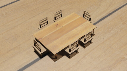 Wooden Furniture. Chair and table.