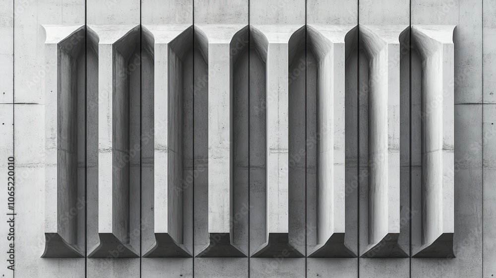 Aufkleber smooth concrete wall with recessed patterns, architectural design with space for text