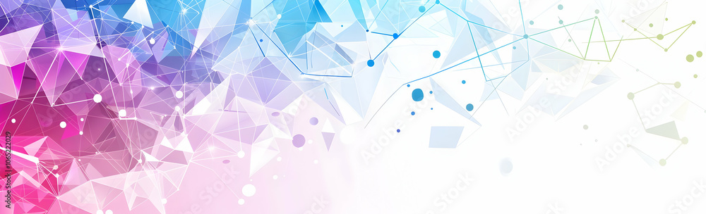 Poster vector banner background with polygonal shapes and connections, featuring white space in the center 