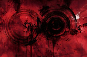 Abstract Red and Black Background with Circles