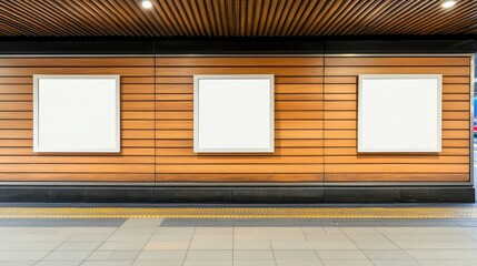 Blank Frames on Wooden Wall in Urban Setting