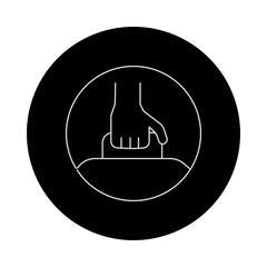 Obraz premium Easily Carriable Icon – Hand Holding Handle, Representing Portability, Convenience, and Lightweight Design