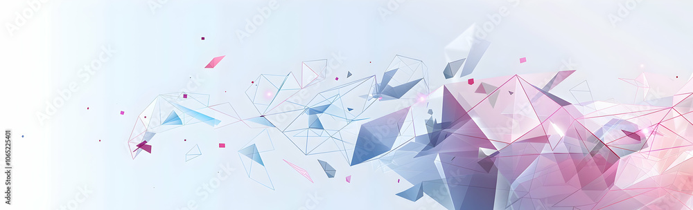 Poster abstract polygonal background with interconnected shapes and dots, vector illustration for digital m