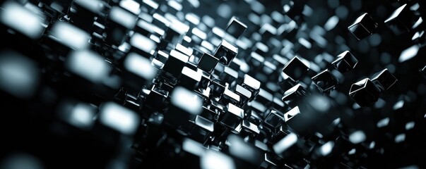Obraz premium Explore the visual harmony of abstract floating cubes and transparent squares in a modern high fidelity environment