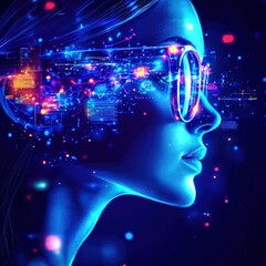 Fototapeta premium Explore the Futuristic Integration of Technology and Human Creativity