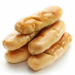 Delicious breadsticks are lying on top of each other, forming a small stack