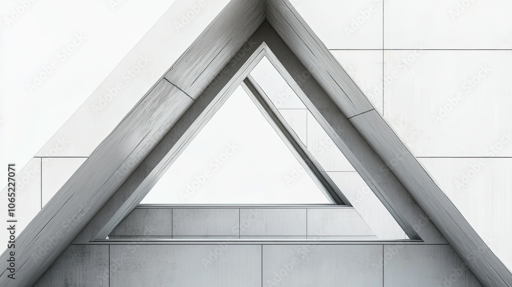 Poster unique triangular window arrangement on modern building, open background for text