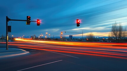 Urban traffic lights streaking at dusk