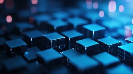 Obraz premium Explore the monochromatic layered aesthetic of cubes within squares in a modern high-fidelity abstract background