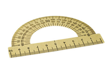 Protractor on white background