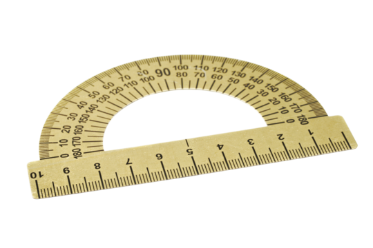 Protractor on white background