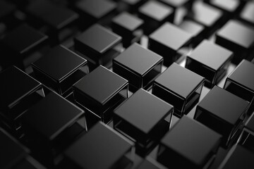 Explore the interconnected design of metallic squares in a sleek abstract high fidelity environment