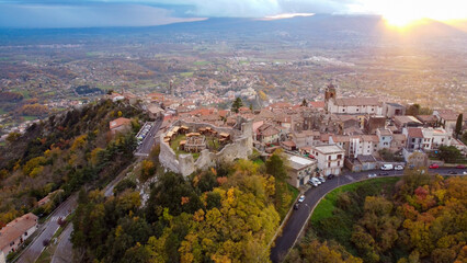 Castel S.Pietro Romano, Lazio, Italy. Aerial drone view.