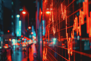 The stock falling graph on the digital screen emphasizes sudden declines and negative indicators.