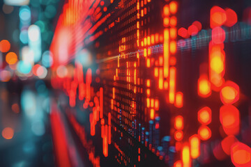 The stock falling graph on the digital screen emphasizes sudden declines and negative indicators.