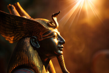 Majestic figurine of Ra, the ancient Egyptian sun god, radiating divine light and embodying power