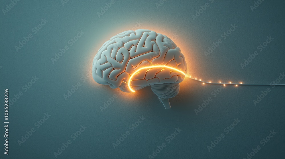 Poster abstract glowing path within brain illustration