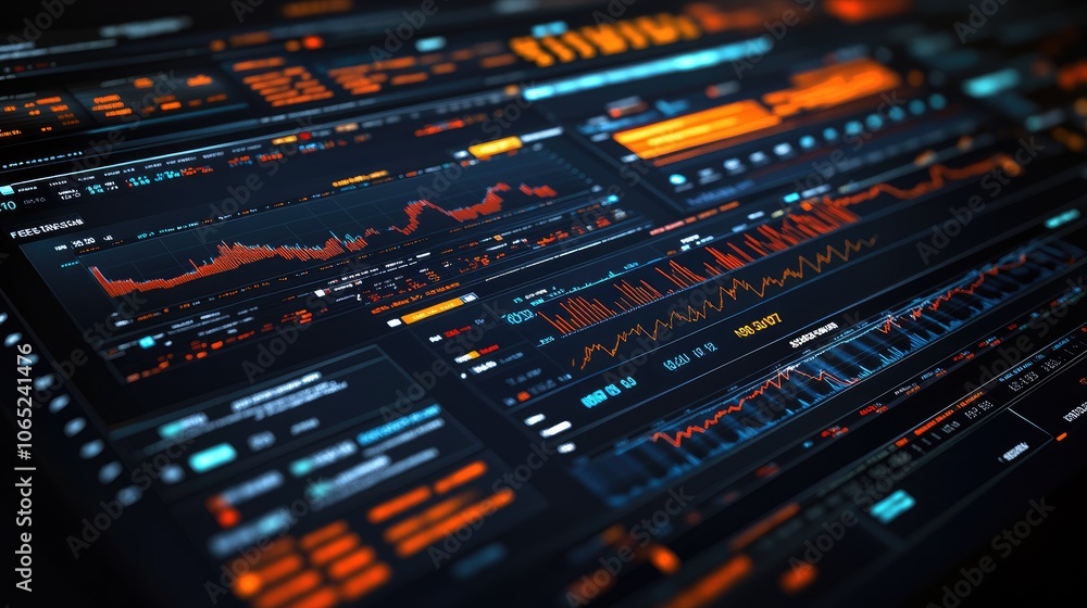 Poster data visualization dashboard with financial charts