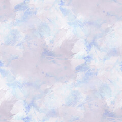 Fototapeta premium Seamless winter background in blue, white and pastel purple tones. Watercolor on paper texture. 