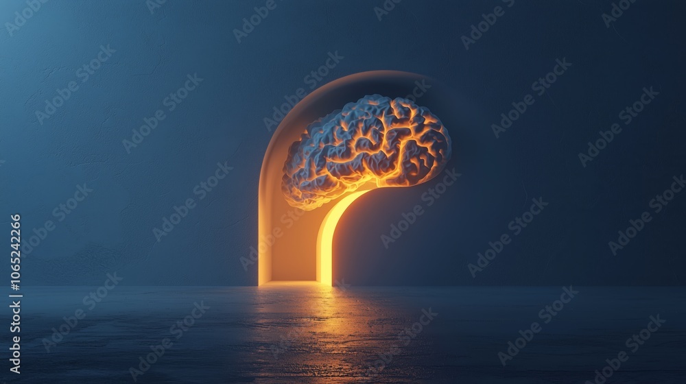 Poster Abstract Brain with Glowing Path in Dark Environment