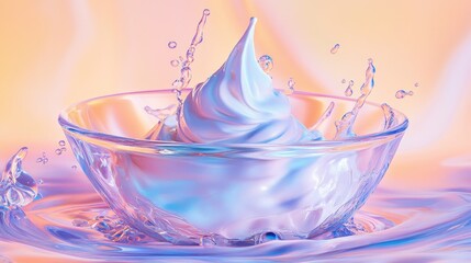 Creamy Swirl in Glass Bowl with Colorful Background