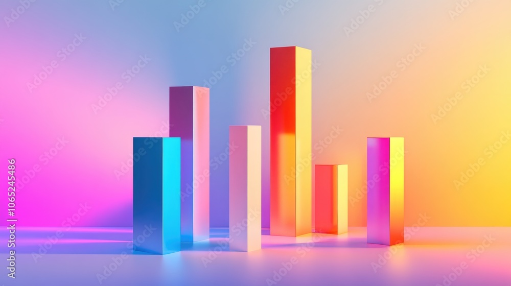 Poster colorful abstract blocks in gradient background