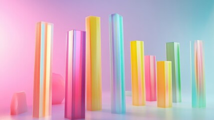 Fototapeta premium Colorful Abstract Vertical Shapes in Bright Light
