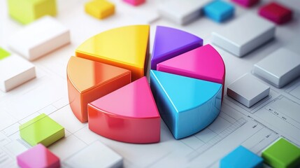 Fototapeta premium Colorful Pie Chart on a Business Background
