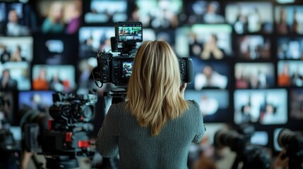 Professional Woman in Public Relations Role Crafting Media Messages