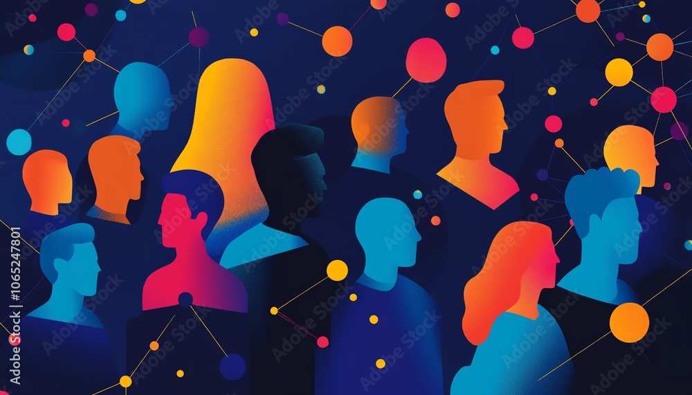 Poster A dynamic graphic showcasing interconnected individuals in a network