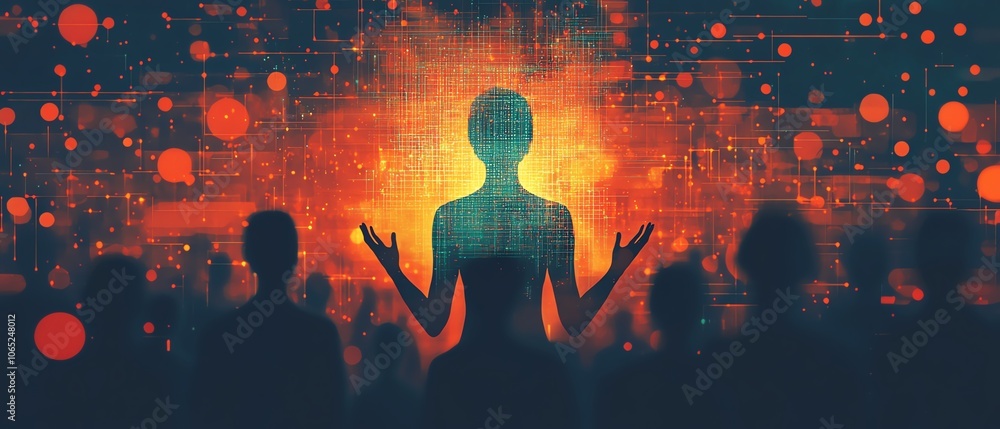 Aufkleber a modern illustration of abstract human icons in a social network framework
